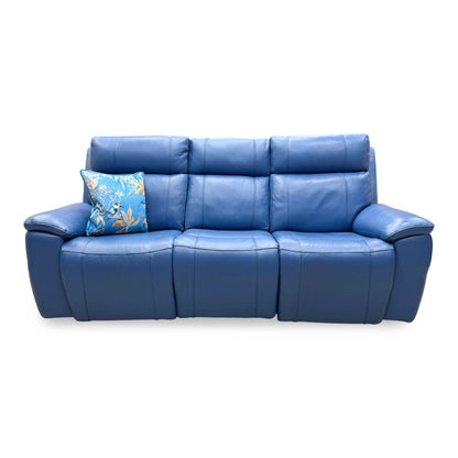 'Aero' Aegean Blue Cat-40/12 Leather 3 Seater Power Recliner Sofa with Power Headrests