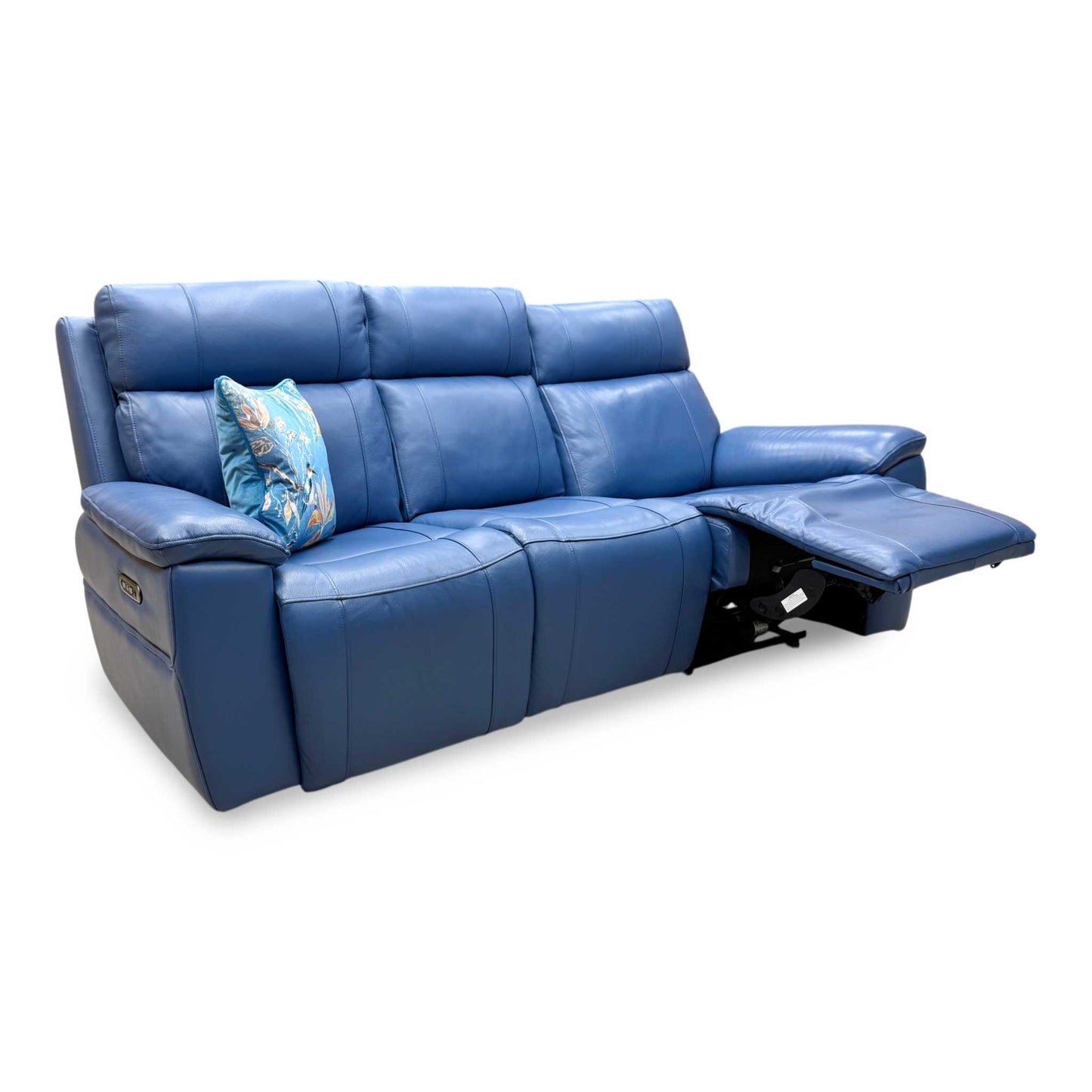 'Aero' Aegean Blue Cat-40/12 Leather 3 Seater Power Recliner Sofa with Power Headrests