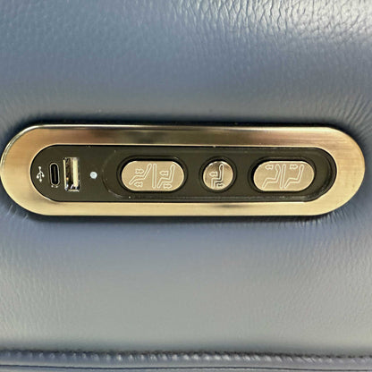 'Aero' Aegean Blue Cat-40/12 Leather 3 Seater Power Recliner Sofa with Power Headrests