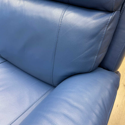 'Aero' Aegean Blue Cat-40/12 Leather 3 Seater Power Recliner Sofa with Power Headrests