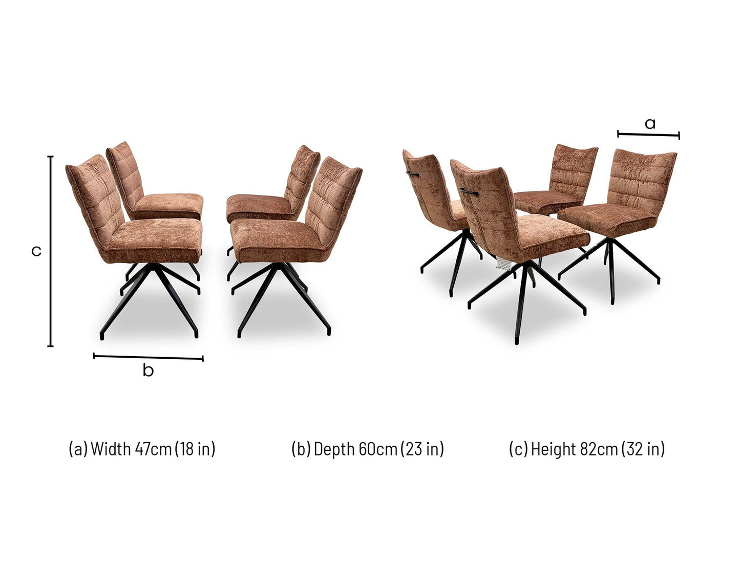 'Saturn' Rust Sumptuous Velvet Dining Chairs - Set of 4