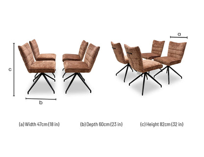 'Saturn' Rust Sumptuous Velvet Dining Chairs - Set of 4