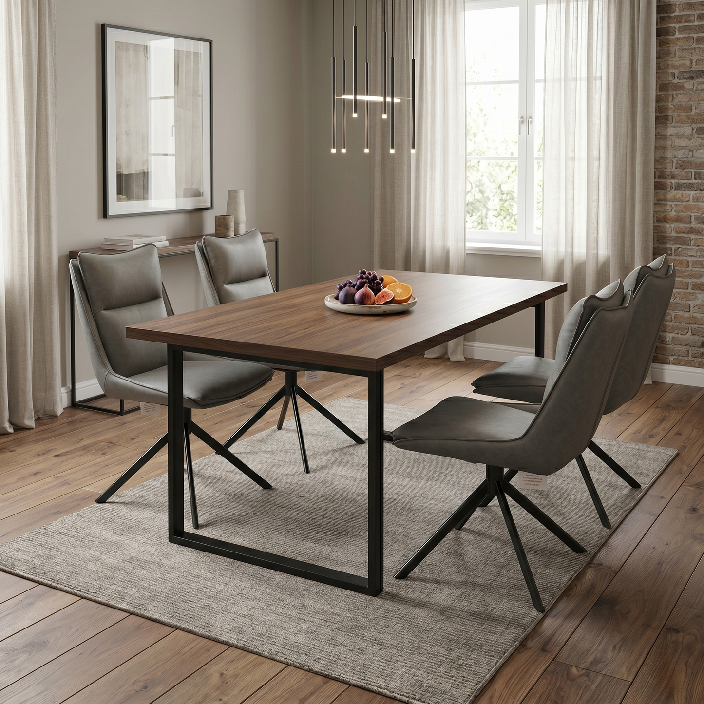 ‘Catalina’ Dark Grey Faux Leather Set of 4 Swivel Dining Chairs