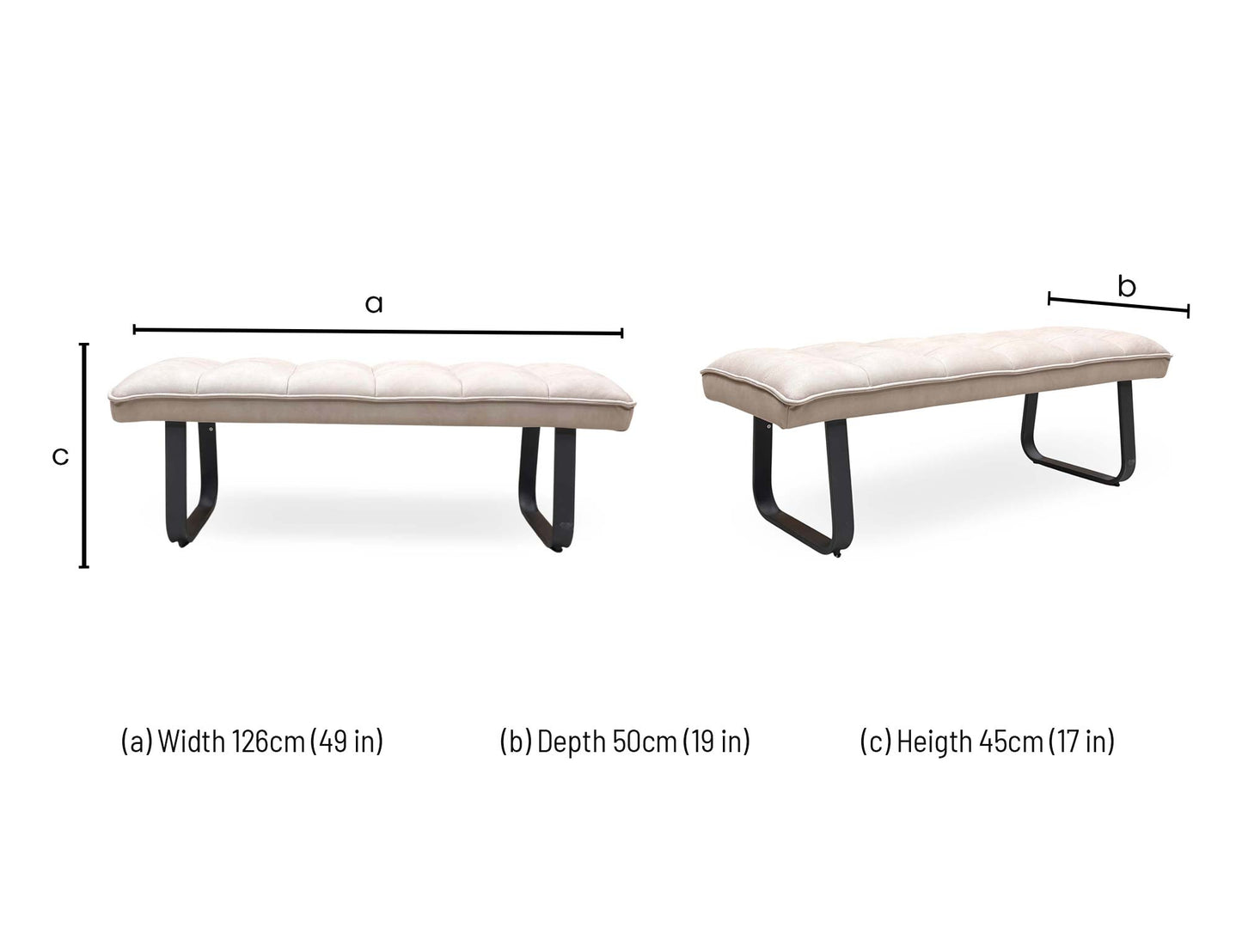 ‘Luno’ Taupe Faux Leather Low Bench