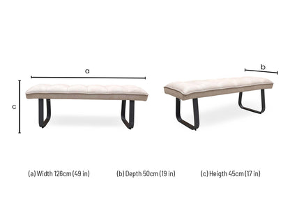 ‘Luno’ Taupe Faux Leather Low Bench