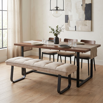 ‘Luno’ Taupe Faux Leather Low Bench