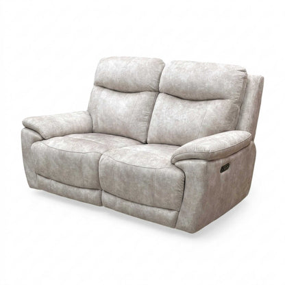 ‘Sloane’ Marble Cream Velvet 2 Seater Power Recliner Sofa