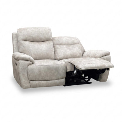 ‘Sloane’ Marble Cream Velvet 2 Seater Power Recliner Sofa
