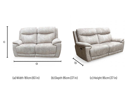 ‘Sloane’ Marble Cream Velvet 2 Seater Power Recliner Sofa
