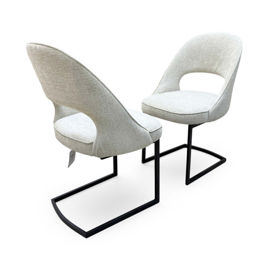 'Tiber' Alabaster Beige Fabric Cantilever Dining Chairs - Set of 2