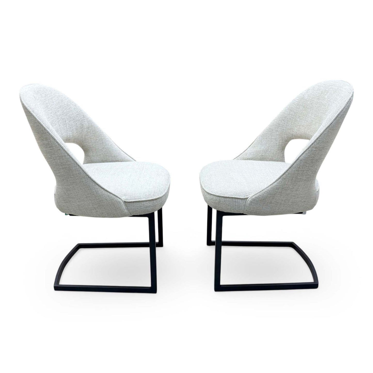 'Tiber' Alabaster Beige Fabric Cantilever Dining Chairs - Set of 2