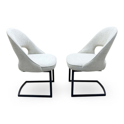 'Tiber' Alabaster Beige Fabric Cantilever Dining Chairs - Set of 2