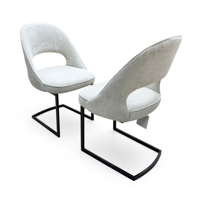 'Tiber' Alabaster Beige Fabric Cantilever Dining Chairs - Set of 2