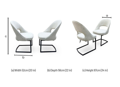 'Tiber' Alabaster Beige Fabric Cantilever Dining Chairs - Set of 2