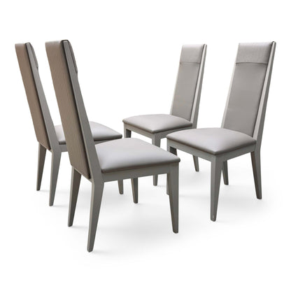 'Lusso' Taupe Panelled Faux Leather Dining Chairs - Set of 4
