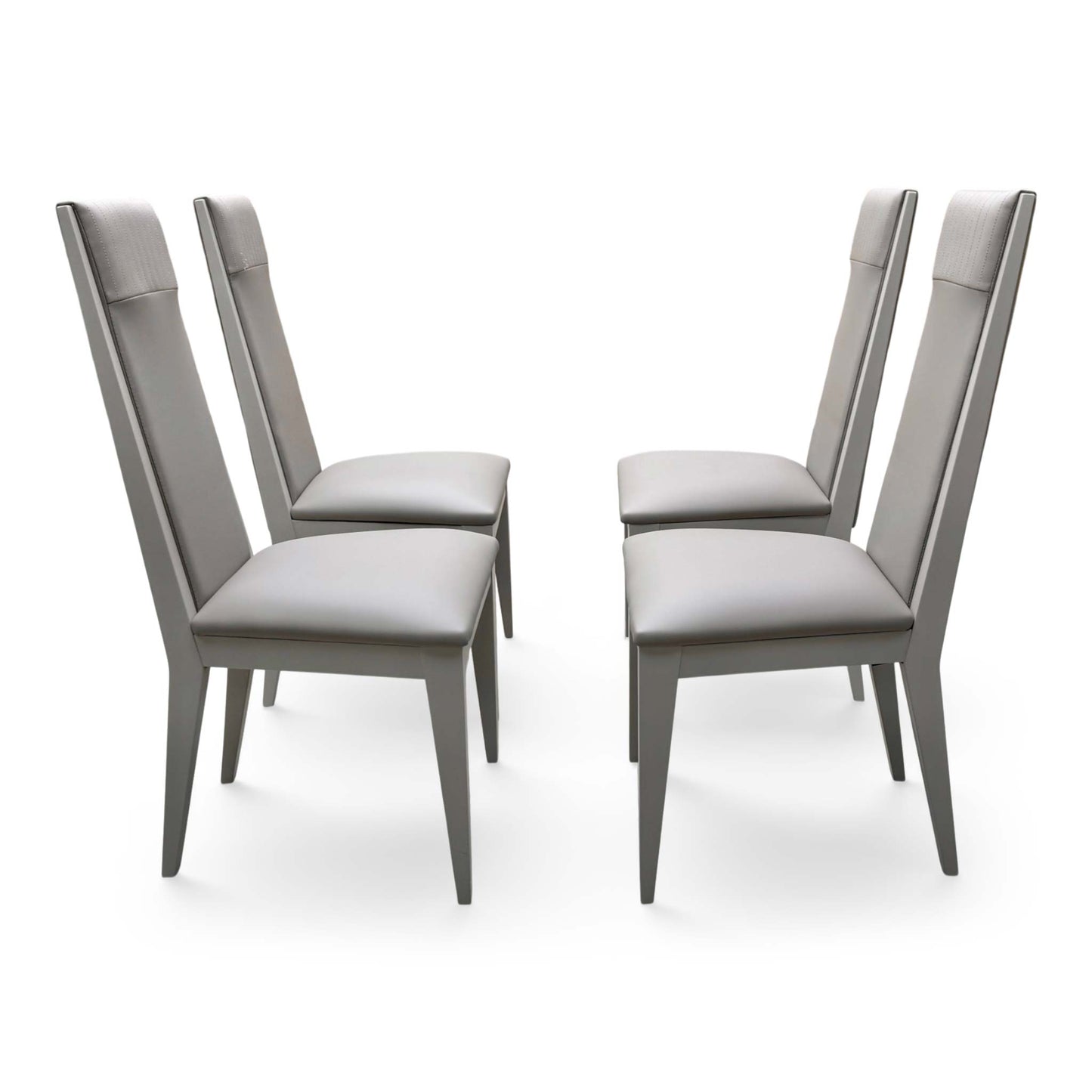 'Lusso' Taupe Panelled Faux Leather Dining Chairs - Set of 4