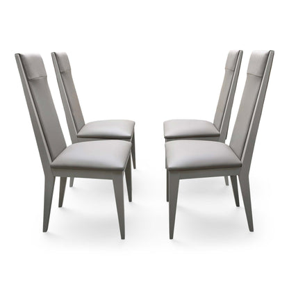 'Lusso' Taupe Panelled Faux Leather Dining Chairs - Set of 4