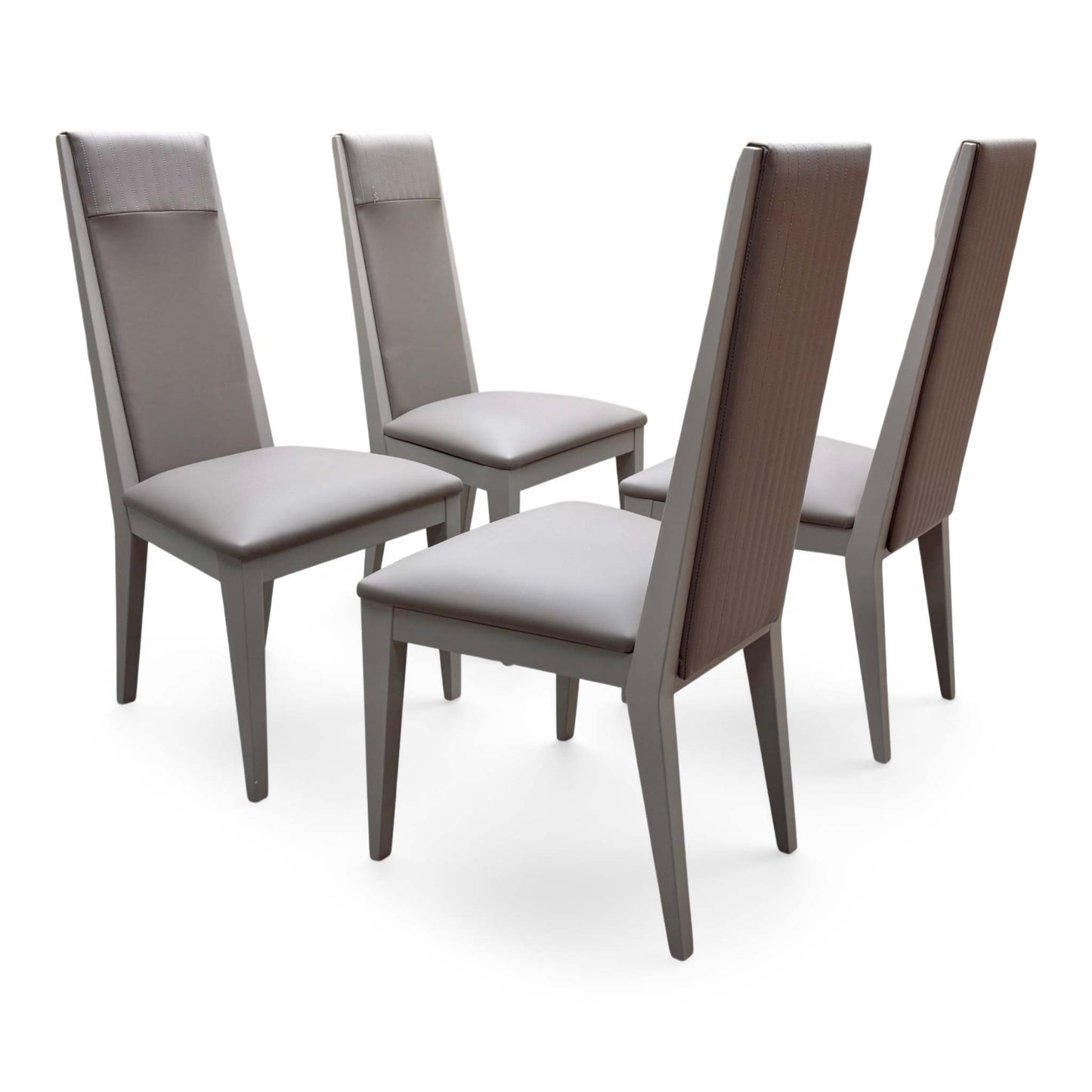 'Lusso' Taupe Panelled Faux Leather Dining Chairs - Set of 4