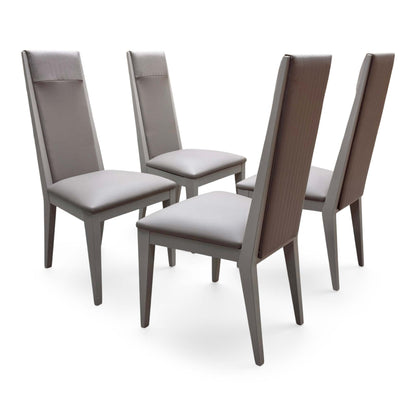 'Lusso' Taupe Panelled Faux Leather Dining Chairs - Set of 4