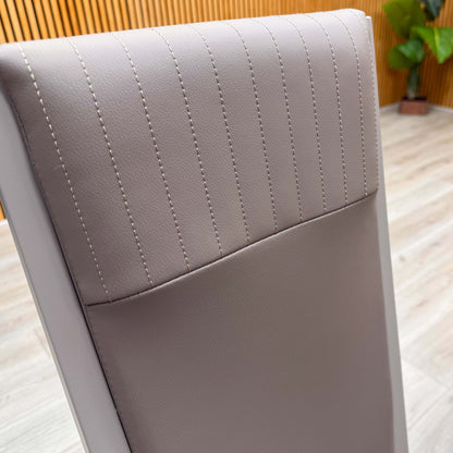 'Lusso' Taupe Panelled Faux Leather Dining Chairs - Set of 4