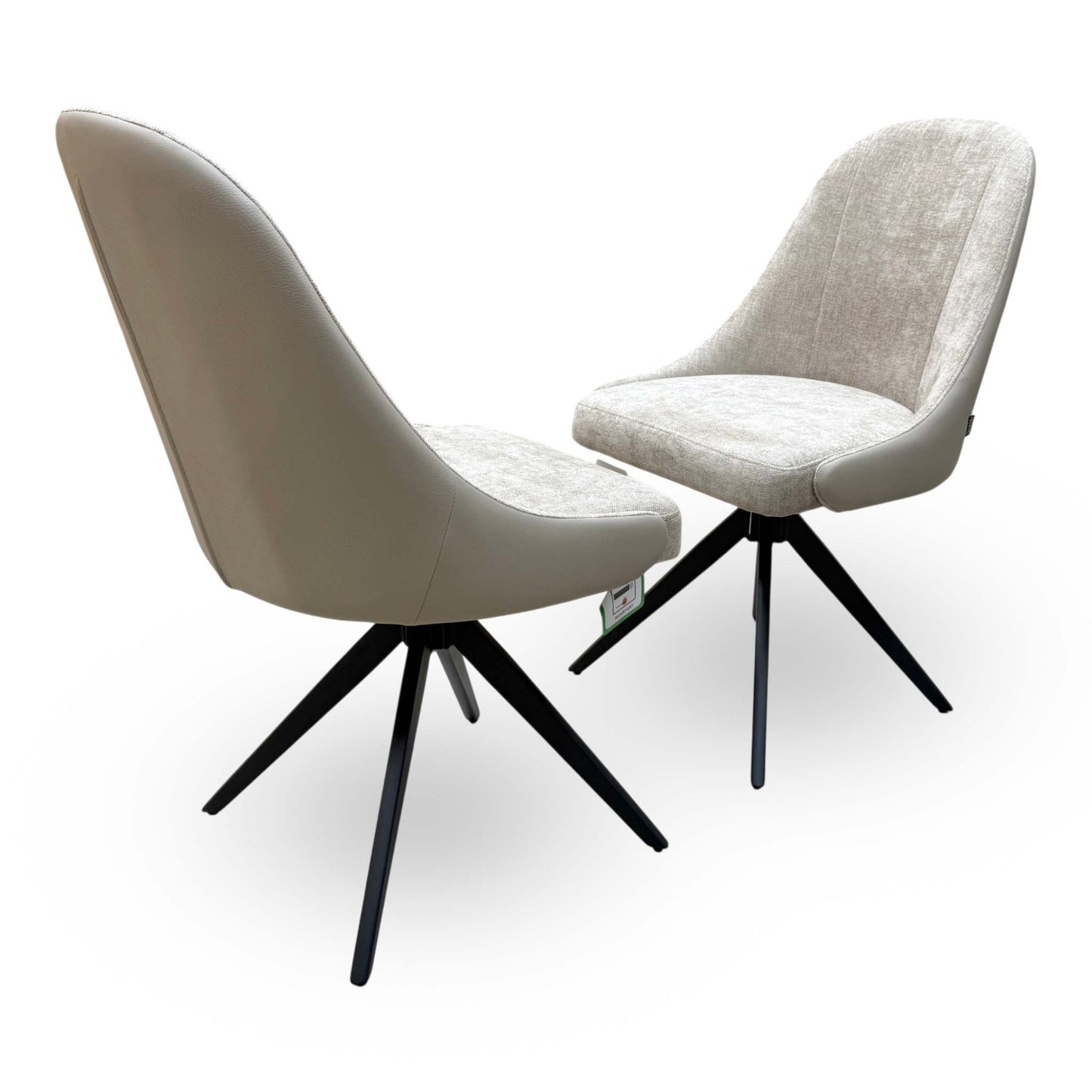 'Jose' Pebble Fabric Swivel Dining Chairs - Set of 2