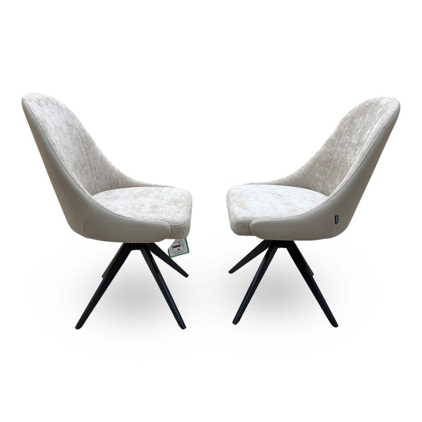 'Jose' Pebble Fabric Swivel Dining Chairs - Set of 2