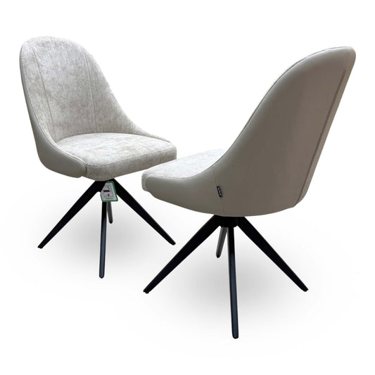 'Jose' Pebble Fabric Swivel Dining Chairs - Set of 2