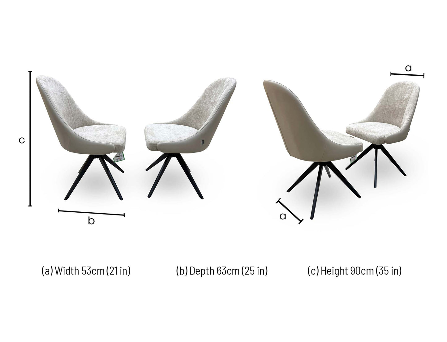 'Jose' Pebble Fabric Swivel Dining Chairs - Set of 2