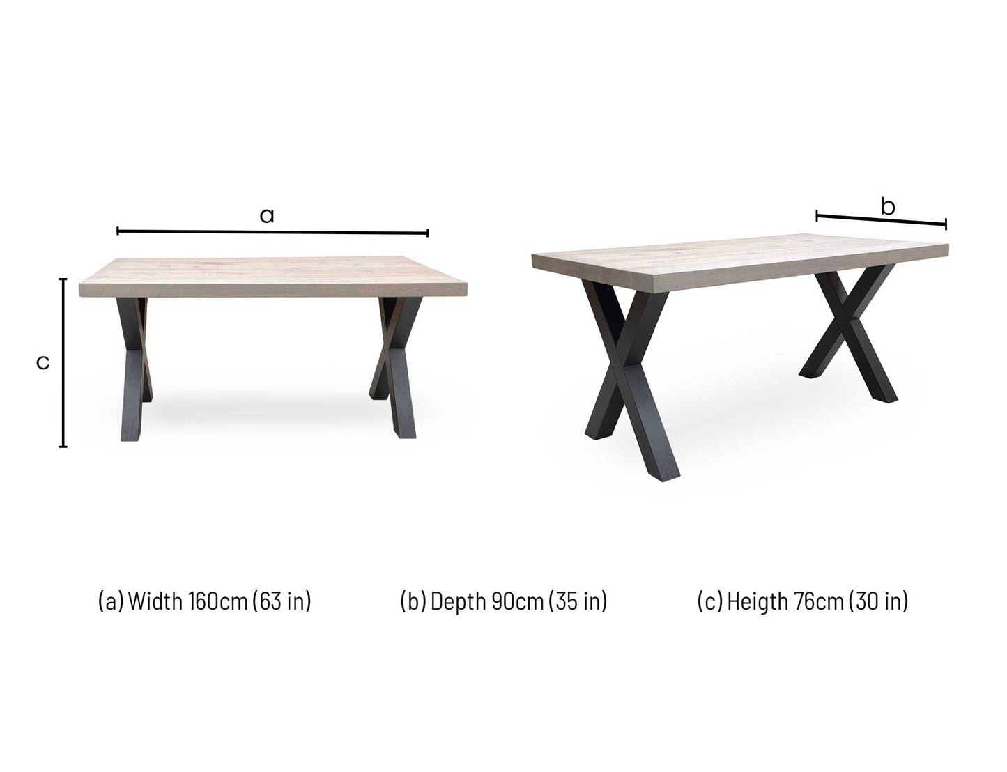 Bodahl ‘Terra’ 8 Vintage Grey Solid Oak 160cm Straight Edge Compact Dining Table with X-Shaped Legs