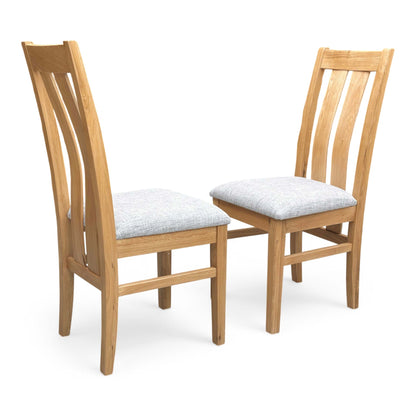 Furnitureland ‘Augusta’ Mist Upholstered High Back Wooden Slatted Back Dining Chairs - Set of 2