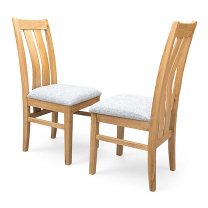 Furnitureland ‘Augusta’ Mist Upholstered High Back Wooden Slatted Back Dining Chairs - Set of 2