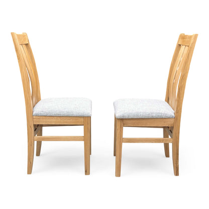 Furnitureland ‘Augusta’ Mist Upholstered High Back Wooden Slatted Back Dining Chairs - Set of 2