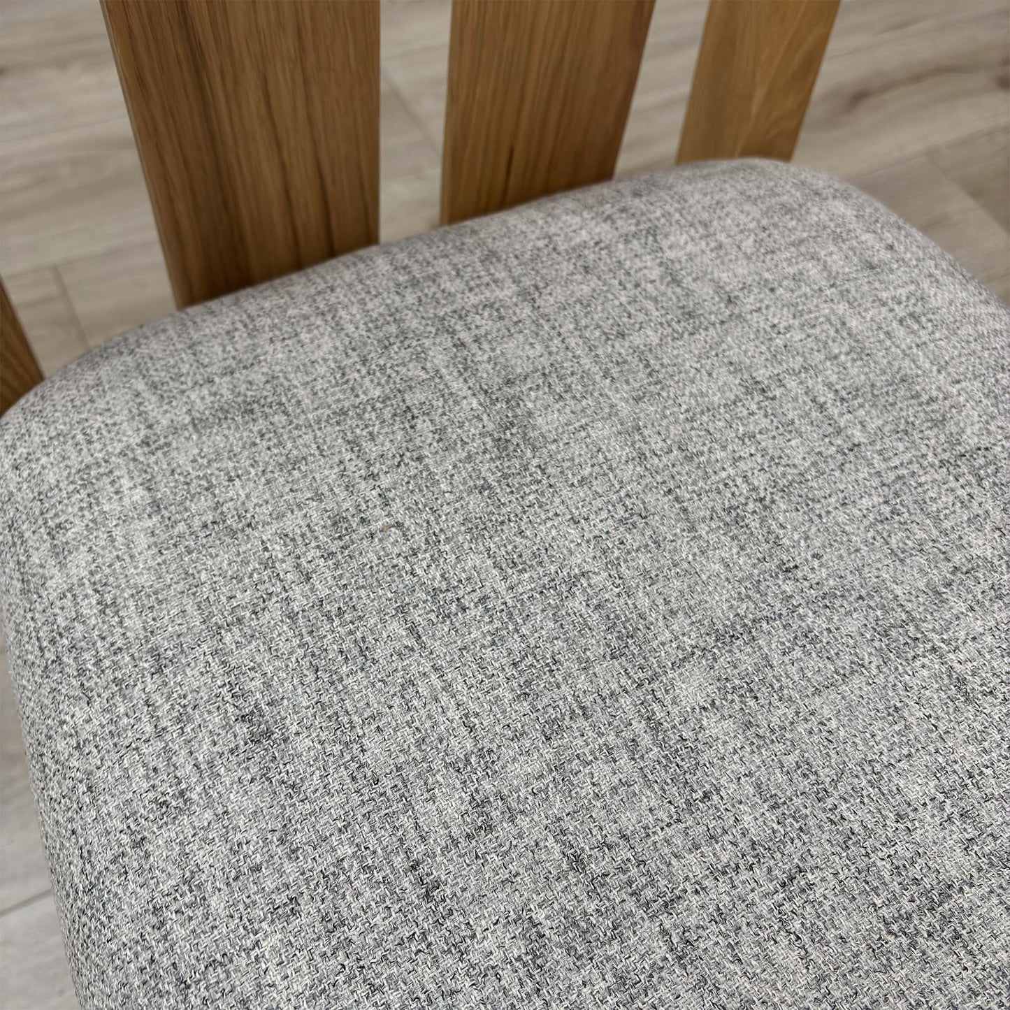 Furnitureland ‘Augusta’ Mist Upholstered High Back Wooden Slatted Back Dining Chairs - Set of 2