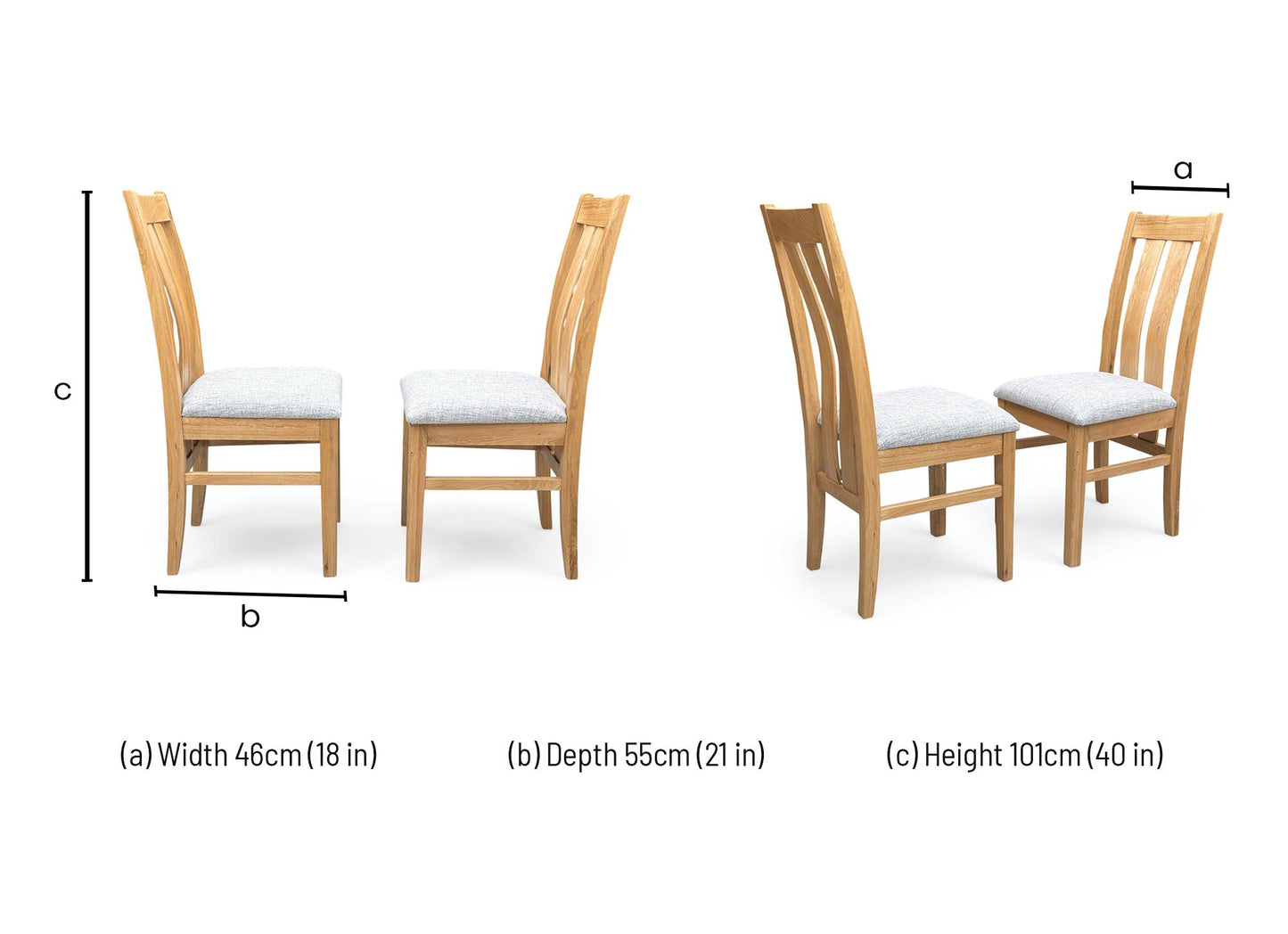 Furnitureland ‘Augusta’ Mist Upholstered High Back Wooden Slatted Back Dining Chairs - Set of 2