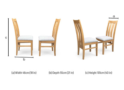 Furnitureland ‘Augusta’ Mist Upholstered High Back Wooden Slatted Back Dining Chairs - Set of 2