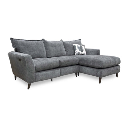 ‘Sofia' Marlon Nero Wf Fabric Right Hand Facing Power Recliner Corner Sofa with Chaise End