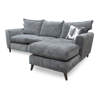 ‘Sofia' Marlon Nero Wf Fabric Right Hand Facing Power Recliner Corner Sofa with Chaise End