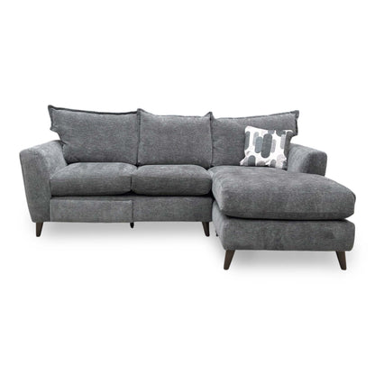 ‘Sofia' Marlon Nero Wf Fabric Right Hand Facing Power Recliner Corner Sofa with Chaise End