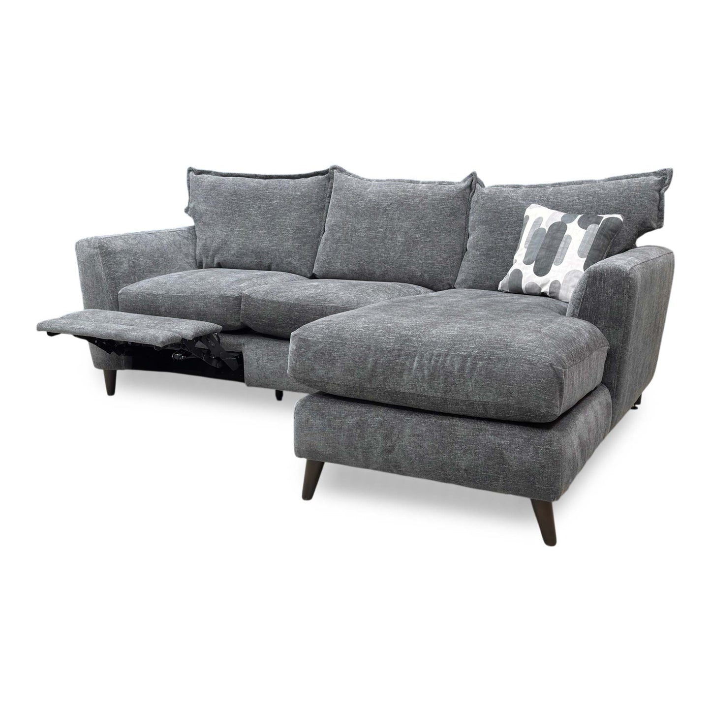 ‘Sofia' Marlon Nero Wf Fabric Right Hand Facing Power Recliner Corner Sofa with Chaise End