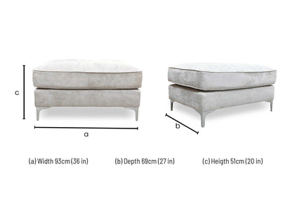 Dimensions diagram for the Legend Kingston footstool.