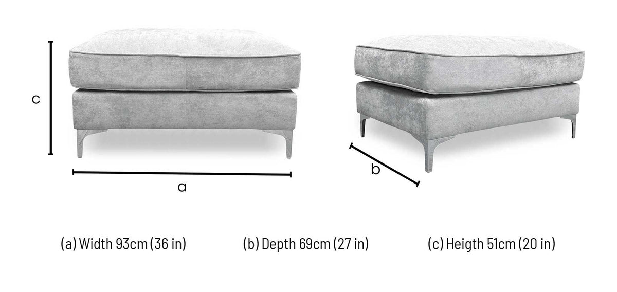 Legend Kingston Silver Fabric Footstool – view 6