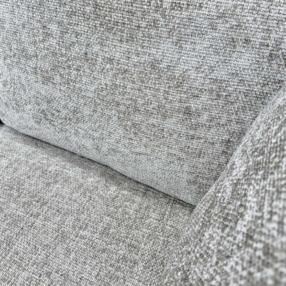 Close-up of the Stone woven fabric, emphasizing the durable multi-tonal weave and the soft, tactile quality of the material.