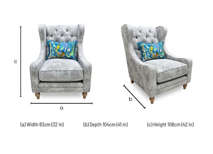 'Blenheim' Savoy Silver Fabric Winged Accent Chair - Set of 2