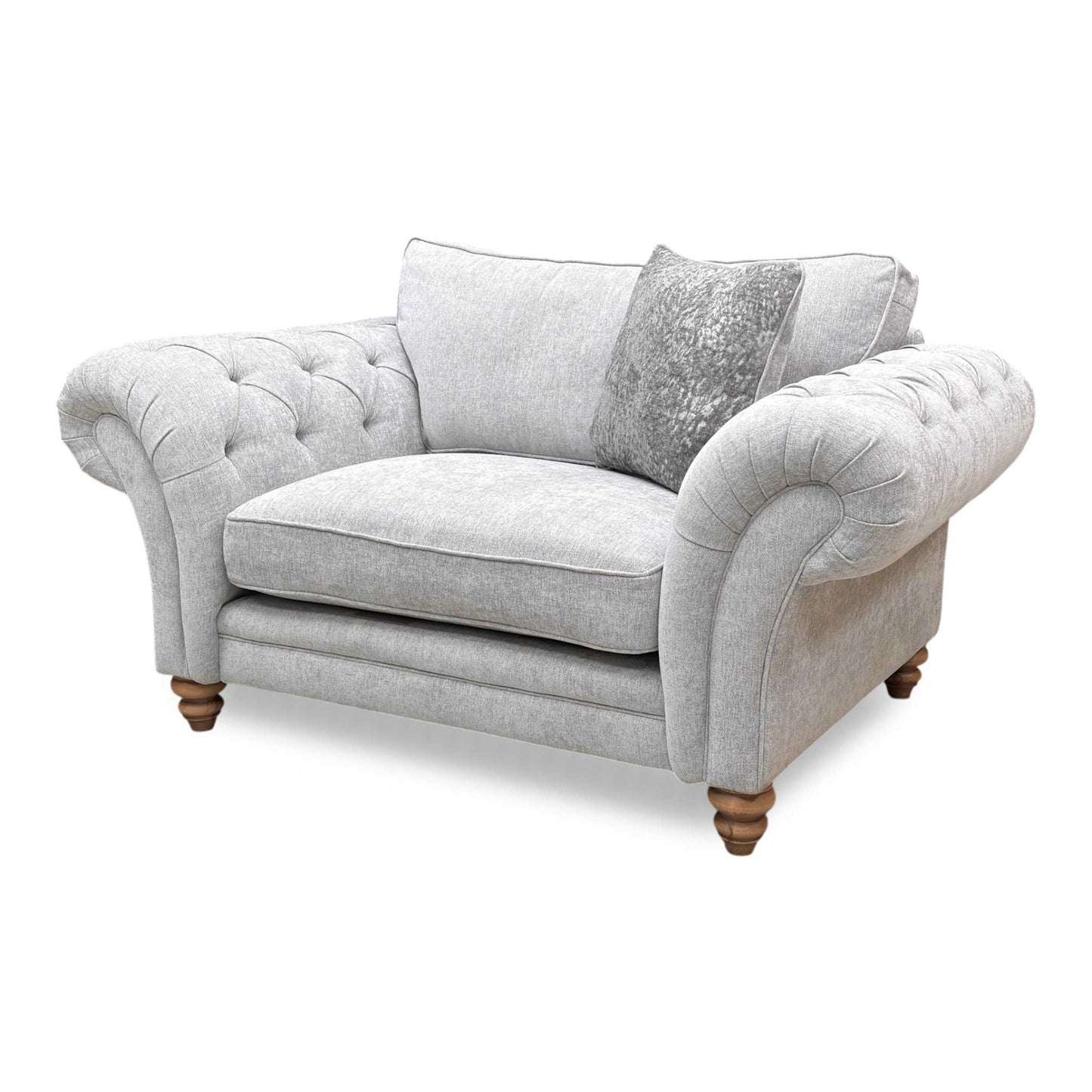 Detailed shot of the classic back cushion and seating surface, emphasizing the blend of comfort and style.