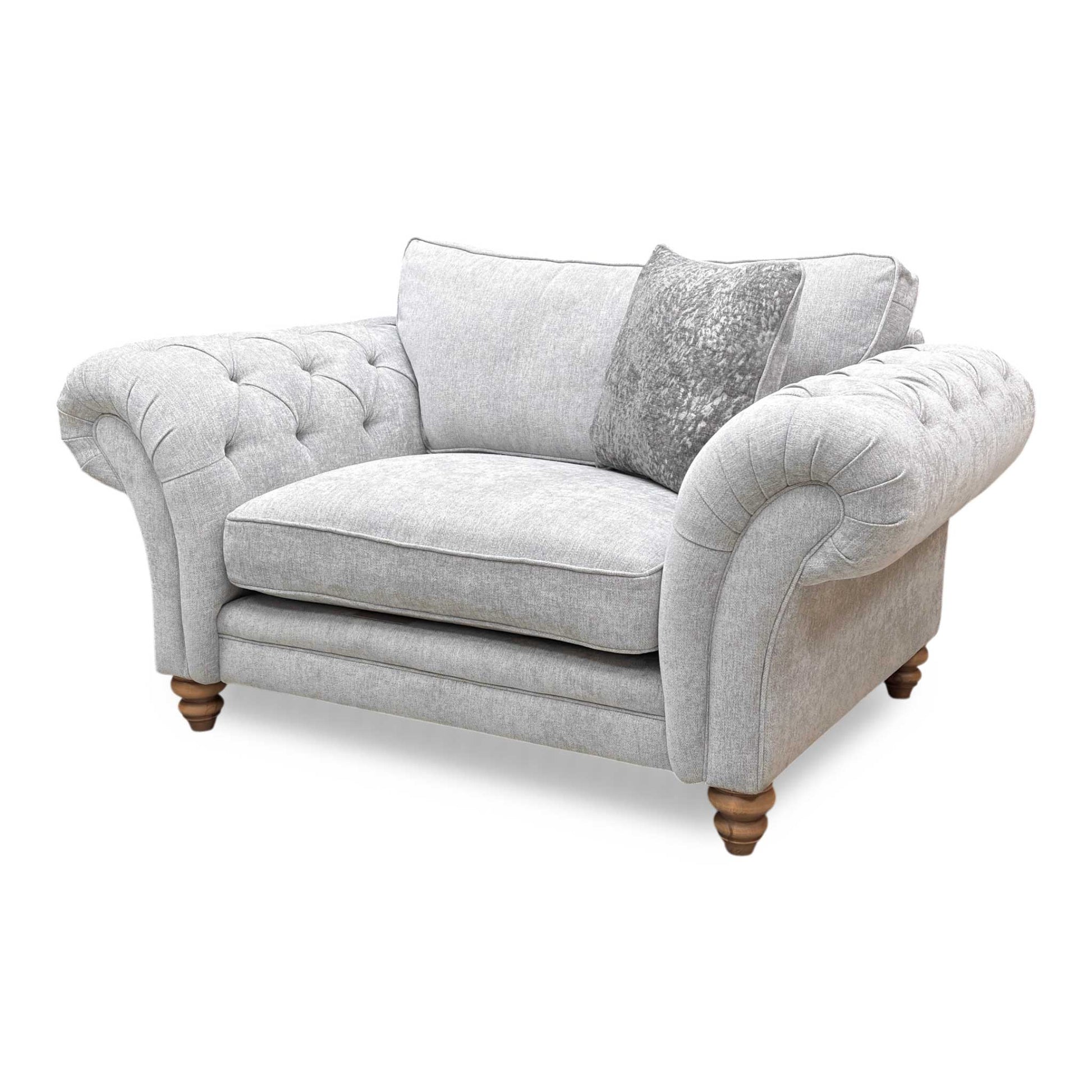 Detailed shot of the classic back cushion and seating surface, emphasizing the blend of comfort and style.