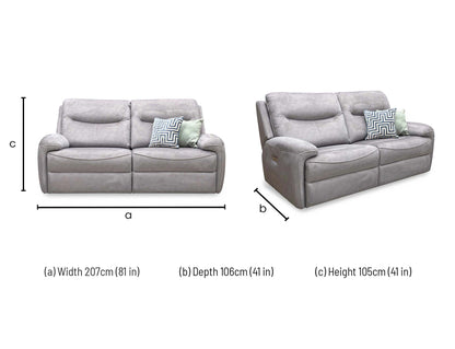 Dimensions diagram for the G Plan Amesbury sofa.