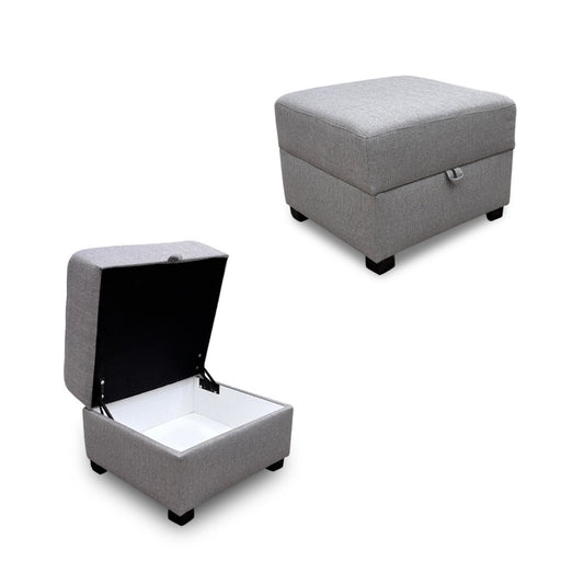 ‘Darcy' Grey Fabric Storage Footstool