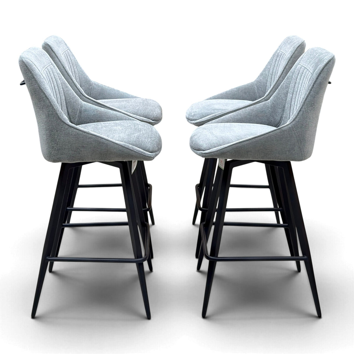 'Crete' Light Grey Fabric Set of 4 Swivel Bar Stools