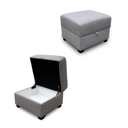 ‘Darcy’ Grey Combination Fabric Storage Footstool