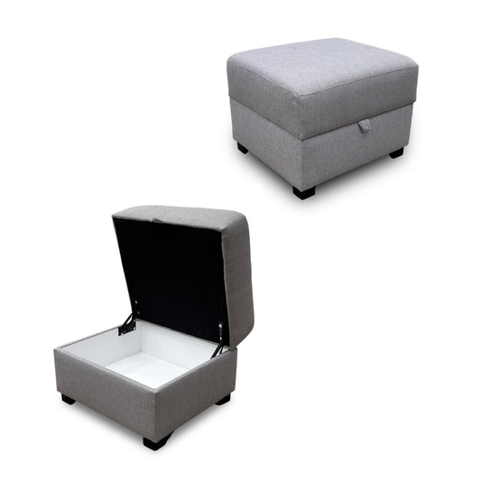 ‘Darcy’ Grey Combination Fabric Storage Footstool
